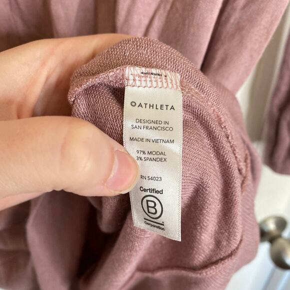 ATHLETA Studio Barre Sweatshirt Dress 2.0 Dogwood Mauve Pink Size Small - Picture 6 of 8